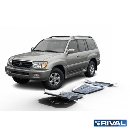 Skid Plate Set for Engine, Gearbox and Transfer Case, Rival 4.7L Gasoline Die, Color Silver, Toyota Land Cruiser 1998 - 2007 - E