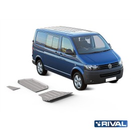 Skid Plate Set for Engine, Gearbox, Exhaust Pipe and Fuel Tank, Rival Caravelle Multivan, Color Silver, Volkswagen Transporter T