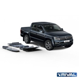 Skid Plate Set for Radiator, Engine, Gearbox, Transfer Case and Fuel Tank, Rival, Color Silver, Volkswagen Amarok 2016 - Present