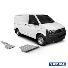 Skid Plate Set for Engine, Gearbox, Exhaust Pipe and Fuel Tank, Rival Caravelle Multivan 201, Color Silver, Volkswagen Transport
