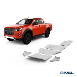 Skid Plate Set for Radiator, Engine, Gearbox, Transfer Case, Fuel Tank and Front Arms, Rival 2L Diesel, Color Silver, Isuzu D-Ma