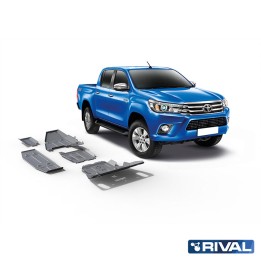 Skid Plate Set for Radiator, Engine, Gearbox, Transfer Case, AdBlue Tank, Oxygen Sensor and Fuel Tank, Rival 202, Color Silver, 