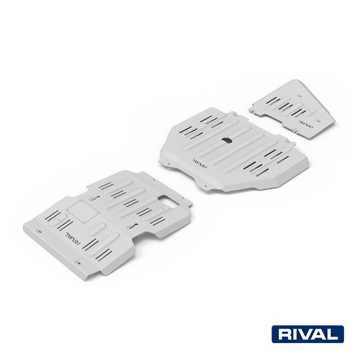 Skid Plate Set for Engine, Gearbox and Transfer Case, Rival 2.8L Diesel, Color Silver, Toyota Land Cruiser 2024 - Present - EDK.