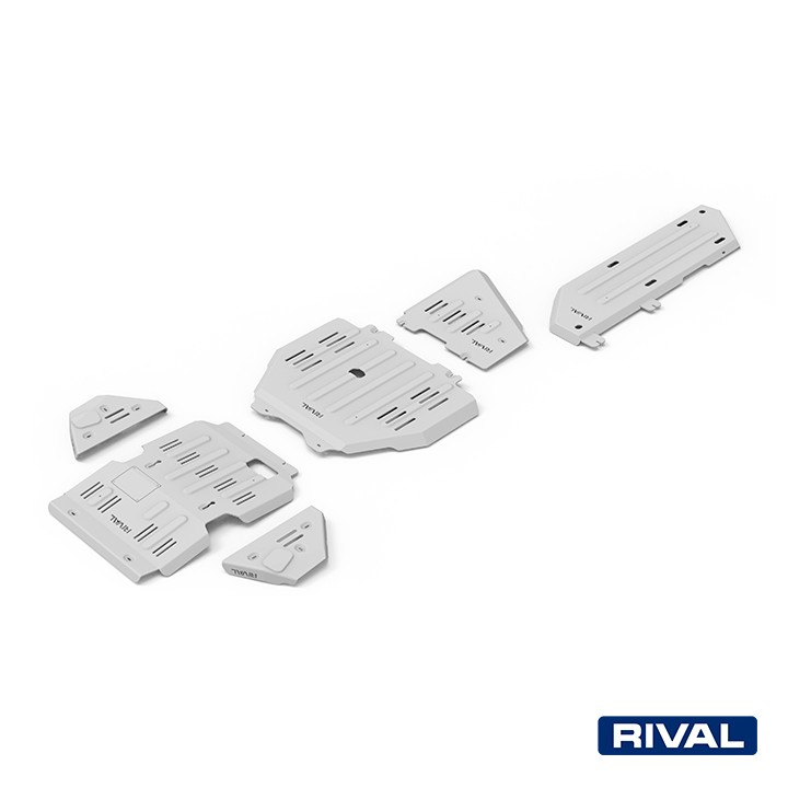 Set Scuturi Motor, Cutie de Viteze, Cutie de Transfer, Rezervor și Brațe Față, Rival 2.8L Diesel, Culoare Argintiu, Toyota Land 