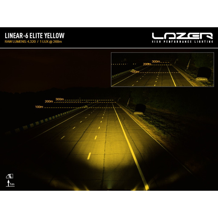Proiector LED Omologat, Lazer Lamps Linear-6 Elite Amber, Flux Luminos 4,320Lm, Putere 42W - EDK.ro
