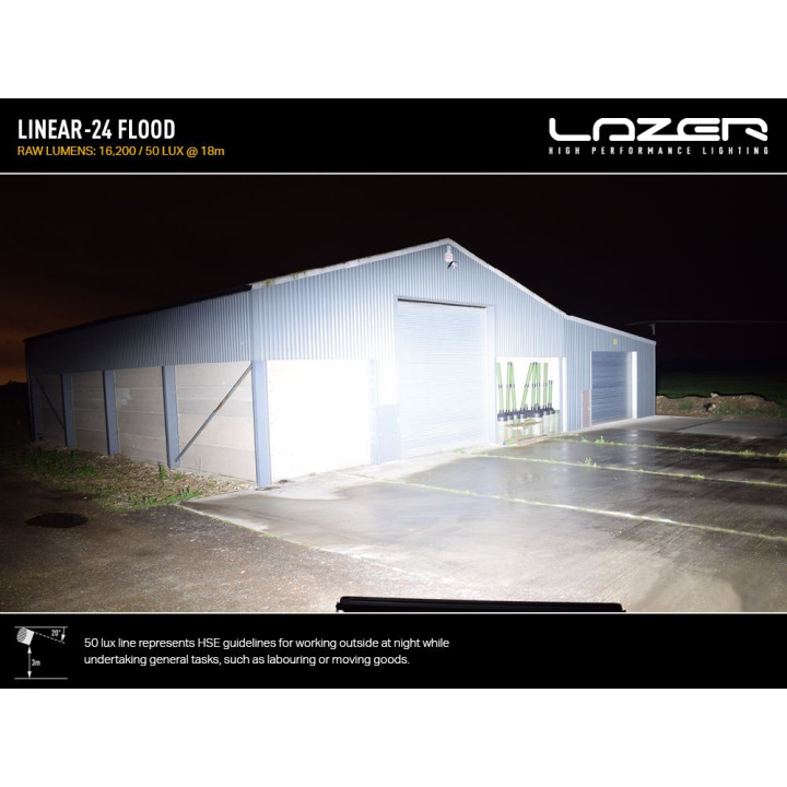 Proiector LED Omologat, Lazer Lamps Linear-24 Flood, Flux Luminos 16,200Lm, Putere 168W - EDK.ro