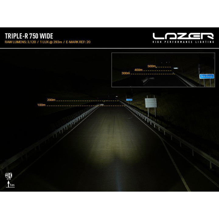 Proiector LED Omologat, Lazer Lamps Triple-R 750 Wide, Flux Luminos 4,620Lm, Putere 44W - EDK.ro