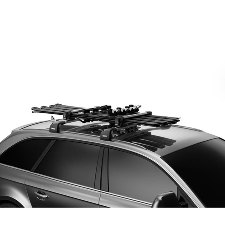 Suport Schiuri, Thule SnowPack 7324 4-pereche cu T-profile Aluminiu Crossbar Prindere, Culoare Gri - EDK.ro