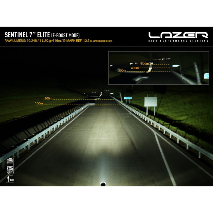 Proiector LED Omologat, Lazer Lamps Sentinel 7" Elite, Flux Luminos 10,248Lm, Putere 110W - EDK.ro