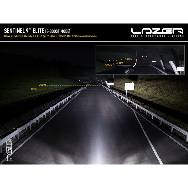 Proiector LED Omologat, Lazer Lamps Sentinel 9” Elite (Gen 2), Flux Luminos 15,232Lm, Putere 145W, Alb - EDK.ro
