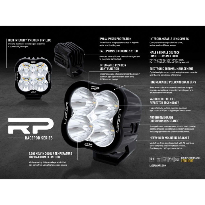 EC Approved LED Projector, Lazer Lamps RacePod - Hyperspot, Luminous Flux 4,520Lm, Power 41W - EDK.ro
