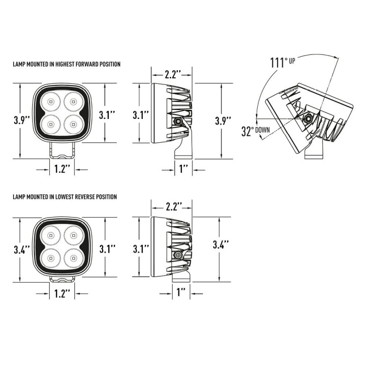Proiector LED Omologat, Lazer Lamps Utility-25 Chase, Flux Luminos 3,016Lm, Putere 24W - EDK.ro