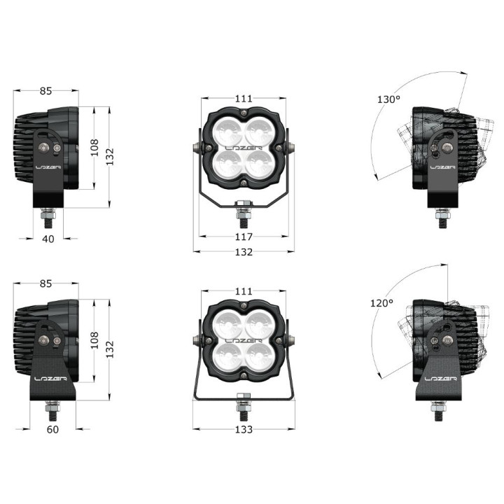 Proiector LED Omologat, Lazer Lamps Utility 45 with Slimline Mounting Kit (ADR EC Approved), Flux Luminos 4,560Lm, Putere 45W - 