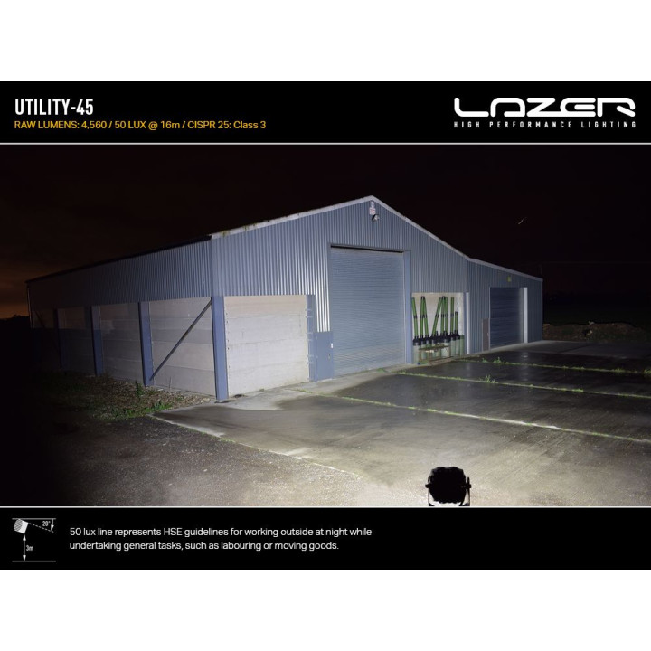 EC Approved LED Projector, Lazer Lamps Utility 45 with Wide Mounting Kit, Luminous Flux 4,560Lm, Power 45W - EDK.ro