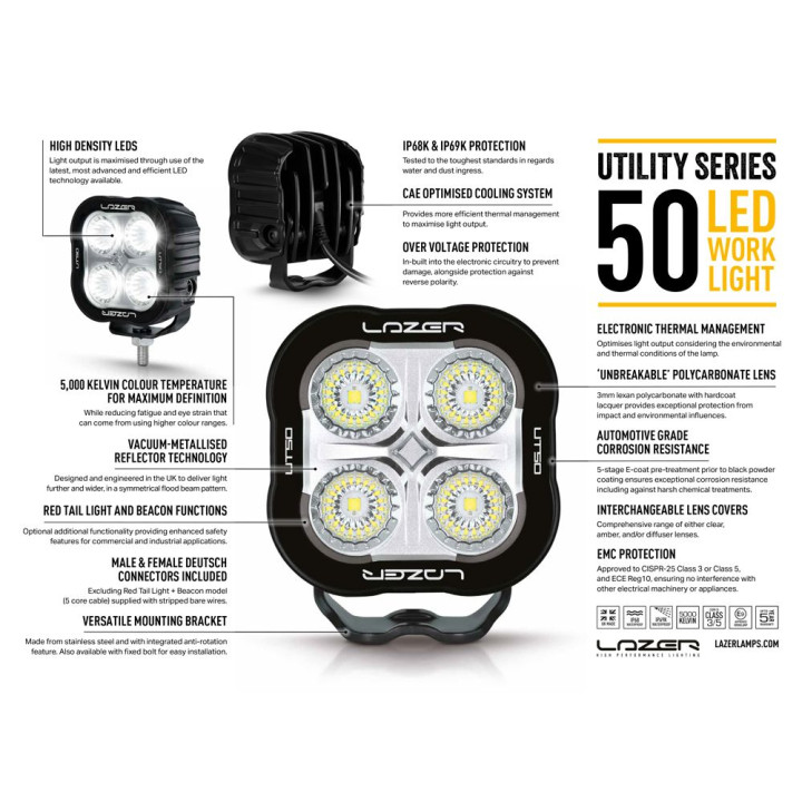 EC Approved LED Projector, Lazer Lamps Utility-50 STD, Luminous Flux 5,000Lm, Power 50W - EDK.ro