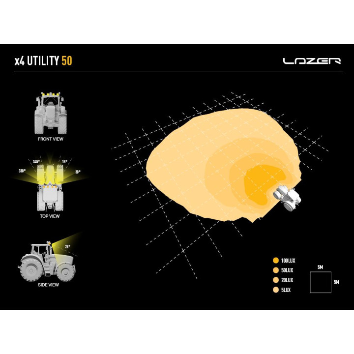 Proiector LED Omologat, Lazer Lamps Utility-50 (CISPR-25 - Class 5), Flux Luminos 5,000Lm, Putere 50W - EDK.ro