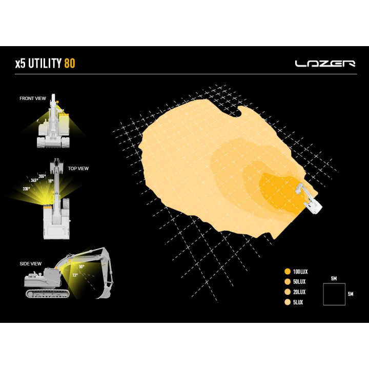 Proiector LED Omologat, Lazer Lamps Utility 80 with Slimline Mounting Kit, Flux Luminos 8,820Lm, Putere 80W - EDK.ro