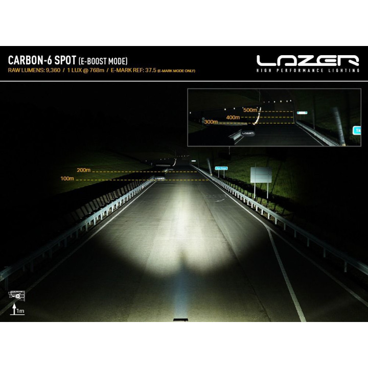 Proiector LED Omologat, Lazer Lamps Carbon-6 Spot Amber Dip Mode, Flux Luminos 9,360Lm, Putere 85W - EDK.ro