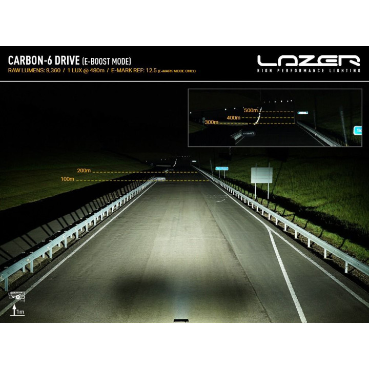 Proiector LED Omologat, Lazer Lamps Carbon-6 Drive Amber Dip Mode, Flux Luminos 9,360Lm, Putere 85W - EDK.ro