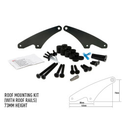 EC Approved LED Projector Integration Kit for Roof, Lazer Lamps Roof mounting kit with roof rails Height 73 mm Beam range 70 mm 