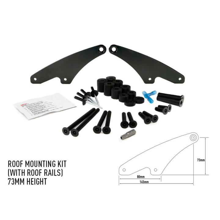 EC Approved LED Projector Integration Kit for Roof, Lazer Lamps Roof mounting kit with roof rails Height 73 mm Beam range 70 mm 