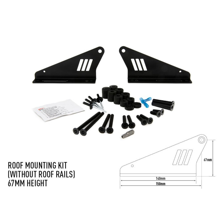 EC Approved LED Projector Integration Kit for Roof, Lazer Lamps Roof mounting kit without roof rails height 67 mm - EDK.ro