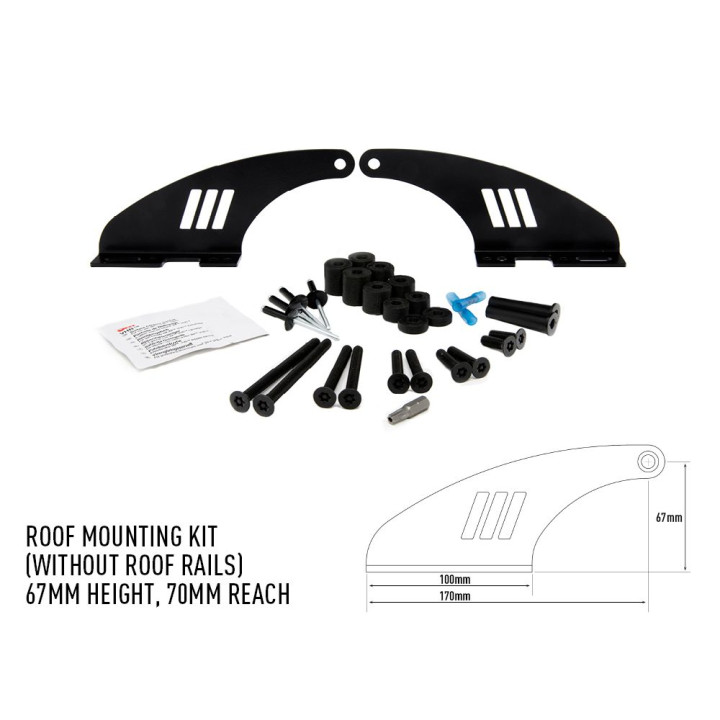 EC Approved LED Projector Integration Kit for Roof, Lazer Lamps Roof mounting kit without roof rails Height 67 mm Range 70 mm - 
