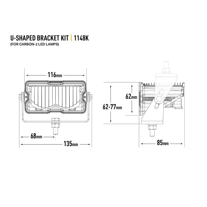 Kit de Integrare Proiectoare LED Omologate, Lazer Lamps U shaped bracket for Carbon 2 - EDK.ro