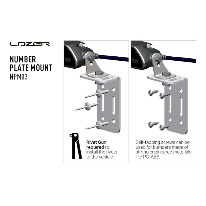Kit de Integrare Proiectoare LED Omologate Pentru Numărul de Înmatriculare, Lazer Lamps License plate holder pair - EDK.ro