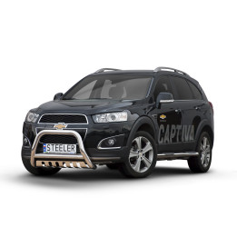 EC Homologated Bullbar, Steeler 4x4 "A" Bar with Plate, Color Silver, Chevrolet Captiva 2012 - 2015 - EDK.ro