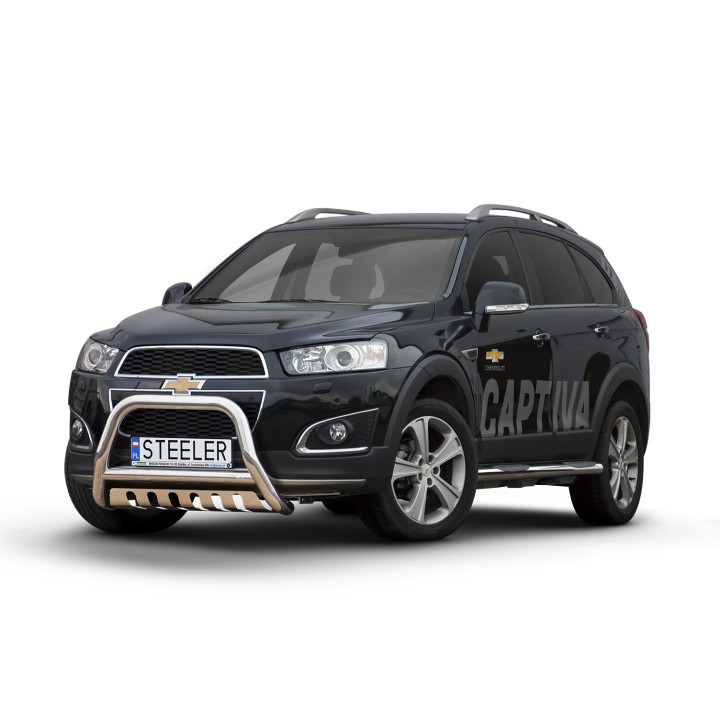 Bullbar Omologat RAR, Steeler 4x4 "A" Bar cu Placă, Culoare Argintiu, Chevrolet Captiva 2012 - 2015 - EDK.ro