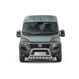 Bullbar Omologat RAR, Steeler 4x4 "A" Bar cu Placă, Culoare Argintiu, Fiat Ducato / Citroën Jumper / Peugeot Boxer 2006 - 2024 -