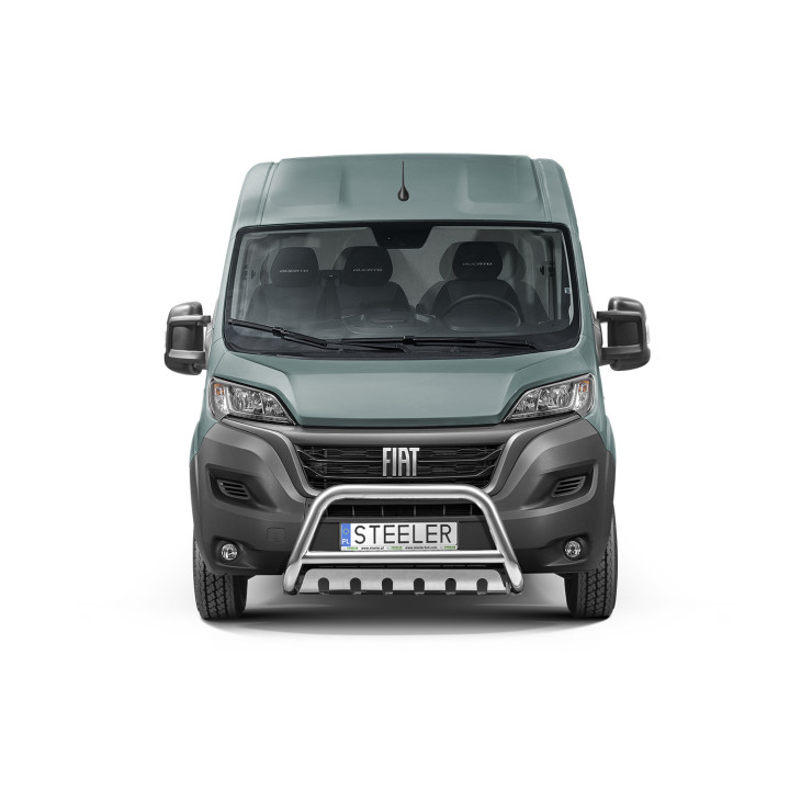 Bullbar Omologat RAR, Steeler 4x4 "A" Bar cu Placă, Culoare Argintiu, Fiat Ducato / Citroën Jumper / Peugeot Boxer 2006 - 2024 -