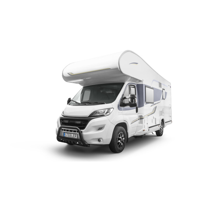 EC Homologated Bullbar, Steeler 4x4 "A" Bar with Plate, Color Black, Fiat Ducato Camper 2006 - 2016 - EDK.ro
