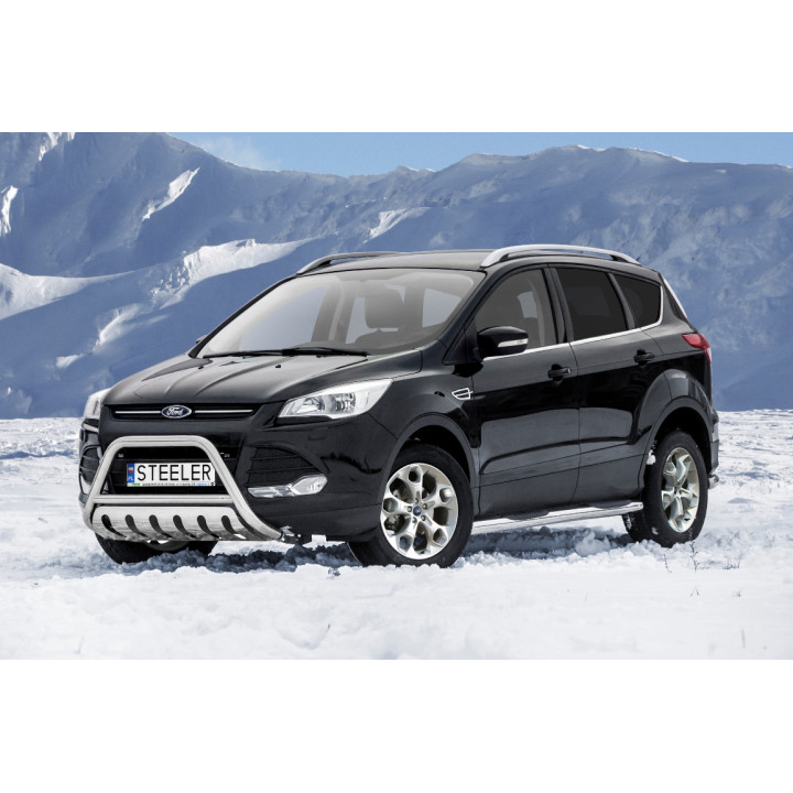 Bullbar Omologat RAR, Steeler 4x4 "A" Bar cu Placă, Culoare Argintiu, Ford Kuga 2012 - 2017 - EDK.ro