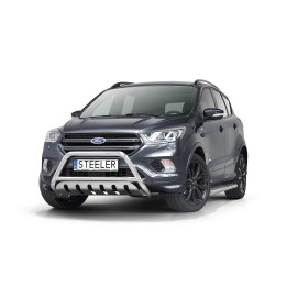 EC Homologated Bullbar, Steeler 4x4 "A" Bar with Plate, Color Silver, Ford Kuga 2017 - 2019 - EDK.ro