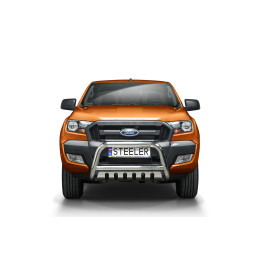 Bullbar Omologat RAR, Steeler 4x4 "A" Bar cu Placă, Culoare Argintiu, Ford Ranger 2012 - 2019 - EDK.ro