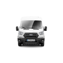 EC Homologated Bullbar, Steeler 4x4 "A" Bar with Plate, Color Black, Ford Transit 2019 - Present - EDK.ro