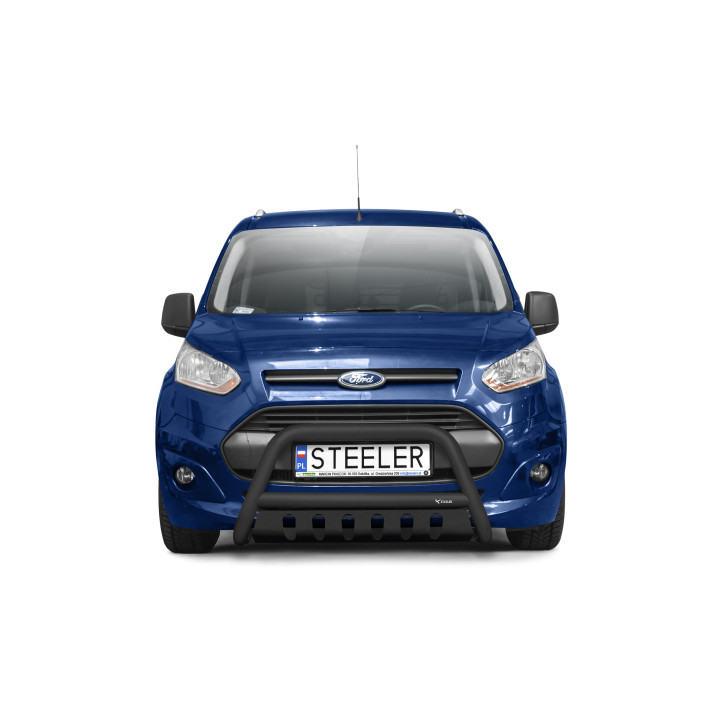 EC Homologated Bullbar, Steeler 4x4 "A" Bar with Plate, Color Black, Ford Transit Connect 2013 - 2021 - EDK.ro