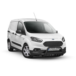 EC Homologated Bullbar, Steeler 4x4 "A" Bar with Plate, Color Black, Ford Transit Courier 2018 - Present - EDK.ro