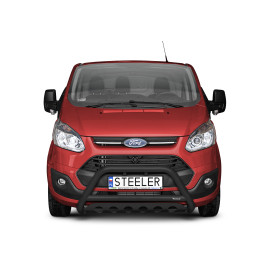 Bullbar Omologat RAR, Steeler 4x4 "A" Bar cu Placă, Culoare Negru, Ford Transit Custom 2012 - 2018 - EDK.ro