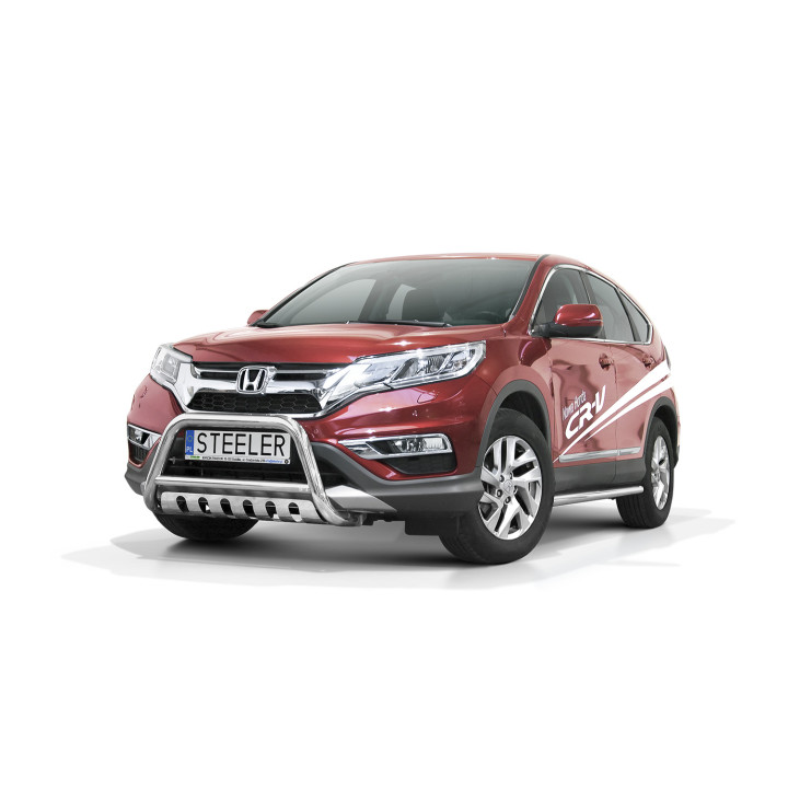 EC Homologated Bullbar, Steeler 4x4 "A" Bar with Plate, Color Silver, Honda CR-V 2012 - 2016 - EDK.ro