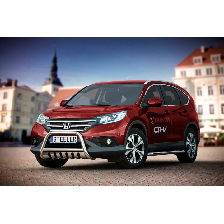 EC Homologated Bullbar, Steeler 4x4 "A" Bar with Plate, Color Silver, Honda CR-V 2012 - 2016 - EDK.ro