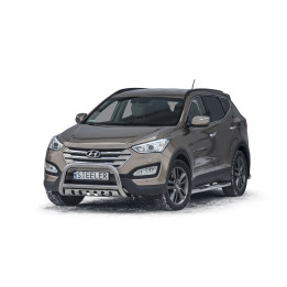 Bullbar Omologat RAR, Steeler 4x4 "A" Bar cu Placă, Culoare Argintiu, Hyundai Santa Fe 2012 - 2018 - EDK.ro
