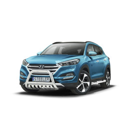 EC Homologated Bullbar, Steeler 4x4 "A" Bar with Plate, Color Silver, Hyundai Tucson 2015 - 2018 - EDK.ro
