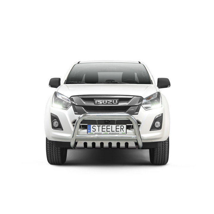 Bullbar Omologat RAR, Steeler 4x4 "A" Bar cu Placă, Culoare Argintiu, Isuzu D-Max 2012 - Prezent - EDK.ro