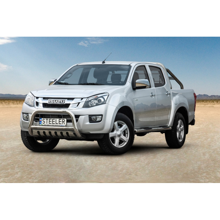 EC Homologated Bullbar, Steeler 4x4 "A" Bar with Plate, Color Silver, Isuzu D-Max 2012 - Present - EDK.ro