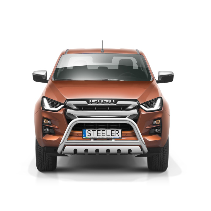 Bullbar Omologat RAR, Steeler 4x4 "A" Bar cu Placă, Culoare Argintiu, Isuzu D-Max 2020 - Prezent - EDK.ro