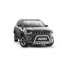 EC Homologated Bullbar, Steeler 4x4 "A" Bar with Plate, Color Silver, Jeep Compass 2017 - 2021 - EDK.ro