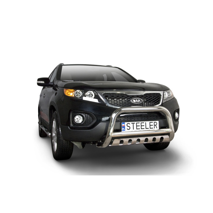 Bullbar Omologat RAR, Steeler 4x4 "A" Bar cu Placă, Culoare Argintiu, Kia Sorento 2009 - 2012 - EDK.ro